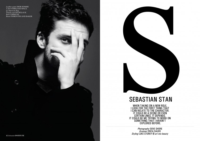 Sebastian Stan Institute Magazine editorial styled by Luke Storey